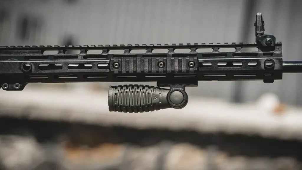 M-LOK folding foregrip shown in the stowed position